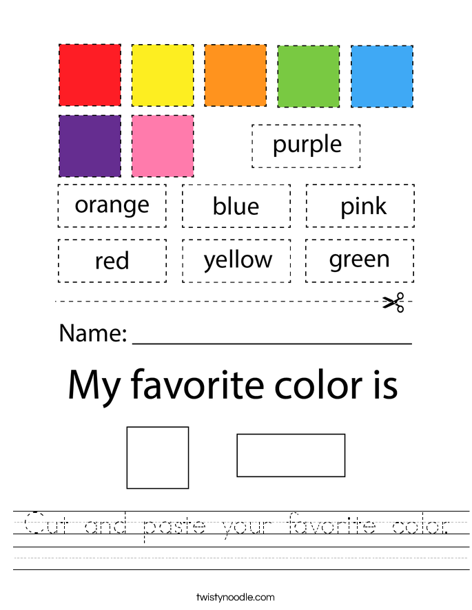 Cut and paste your favorite color. Worksheet
