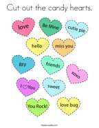 Cut out the candy hearts Coloring Page