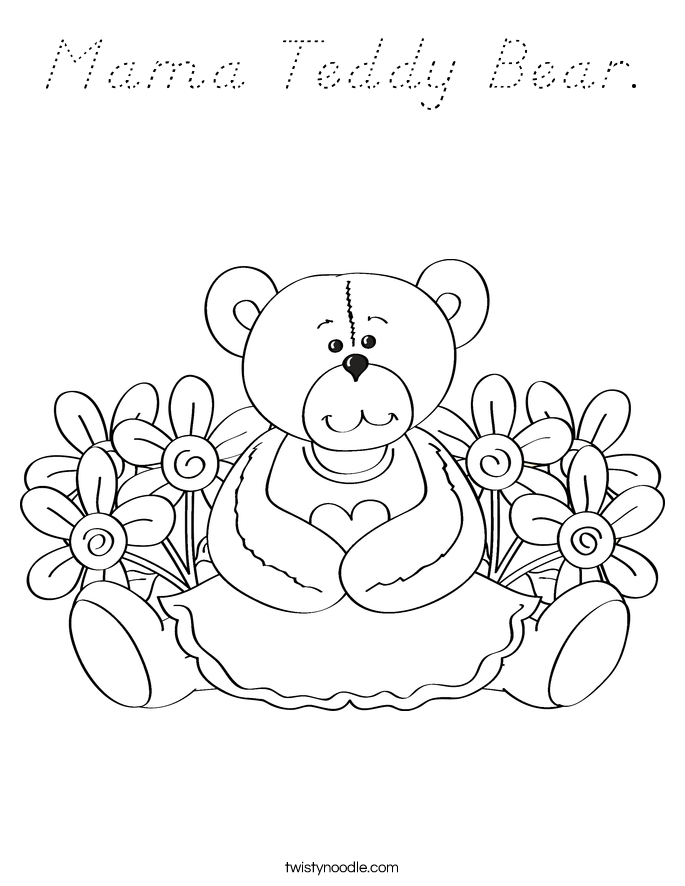 Mama Teddy Bear. Coloring Page
