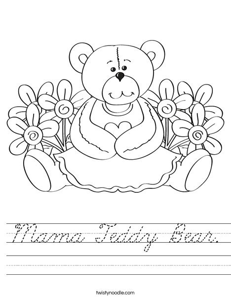 Cutie Bear with Flowers Worksheet