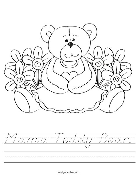 Cutie Bear with Flowers Worksheet