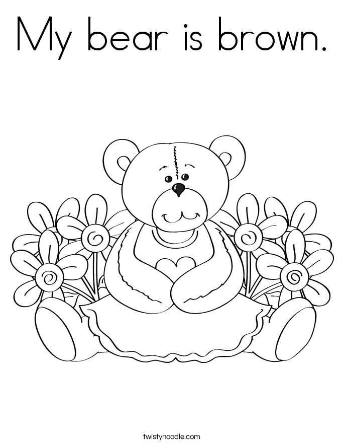 My bear is brown. Coloring Page