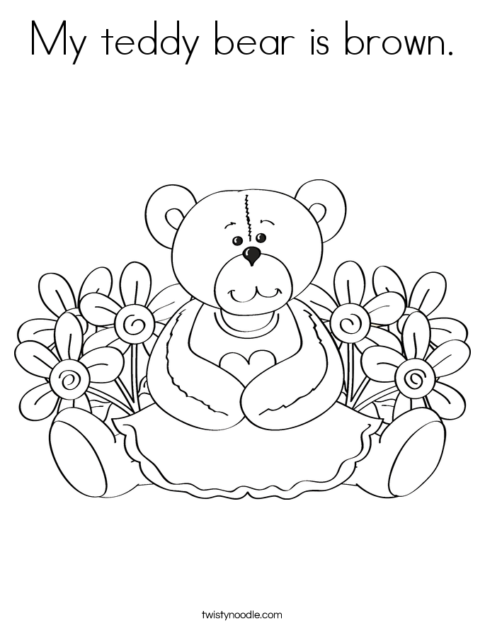 My teddy bear is brown. Coloring Page