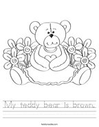 My teddy bear is brown Handwriting Sheet