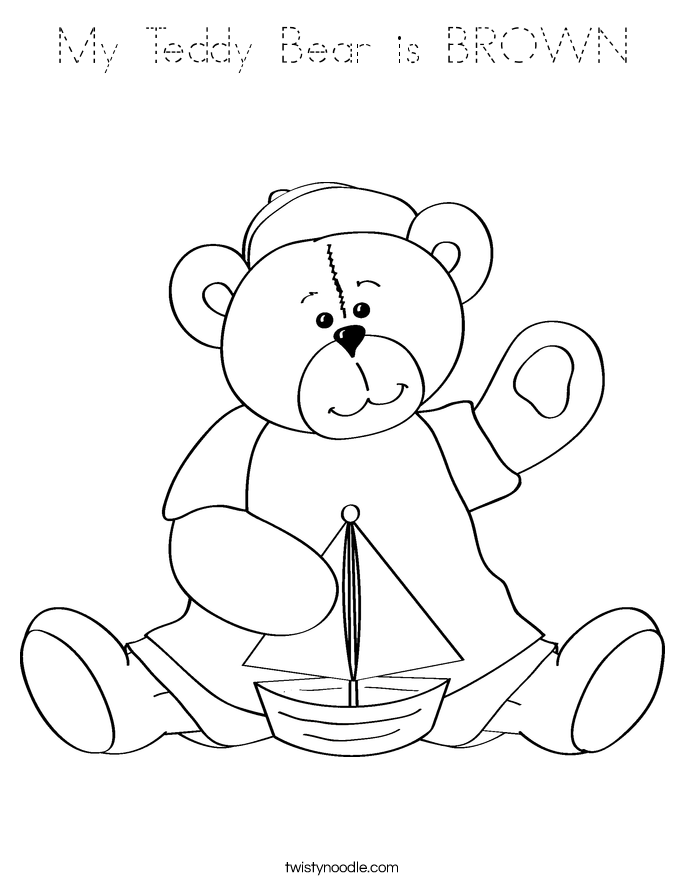 My Teddy Bear is BROWN Coloring Page