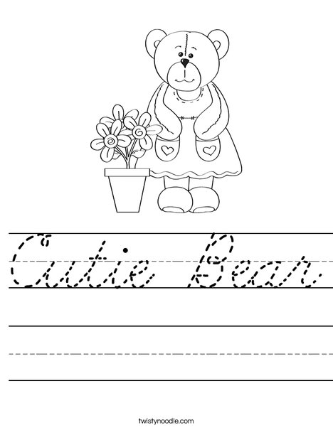 Cutie Bear Worksheet