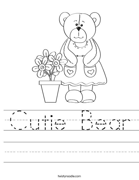Cutie Bear Worksheet