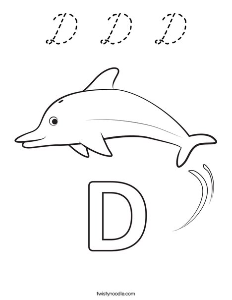 D Dolphin Coloring Page