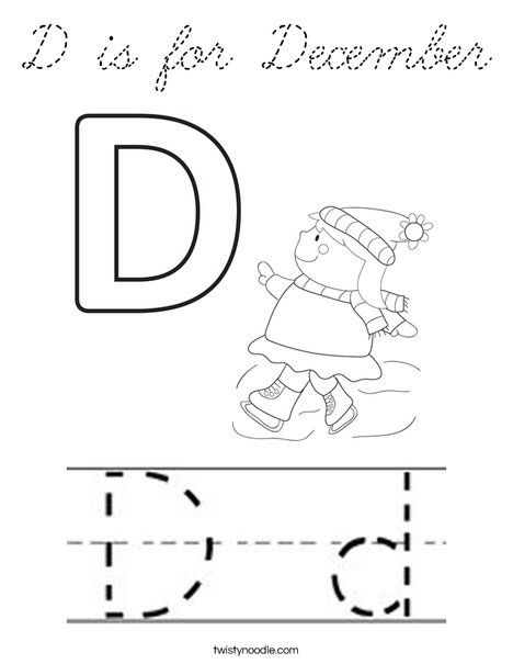 D is for December Coloring Page