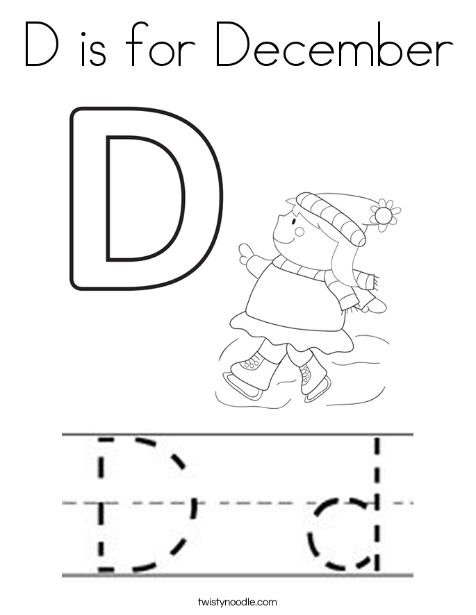 D is for December Coloring Page