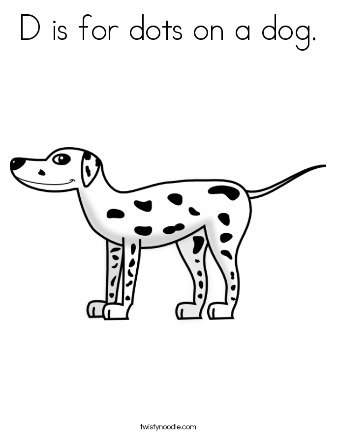 D is for dots on a dog. Coloring Page