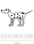 D is for dots on a dog Handwriting Sheet