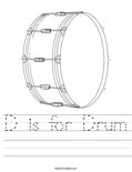 D is for Drum Worksheet