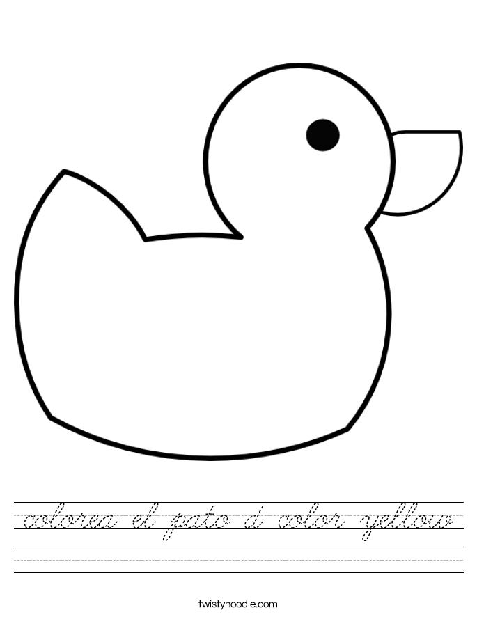 colorea el pato d color yellow Worksheet