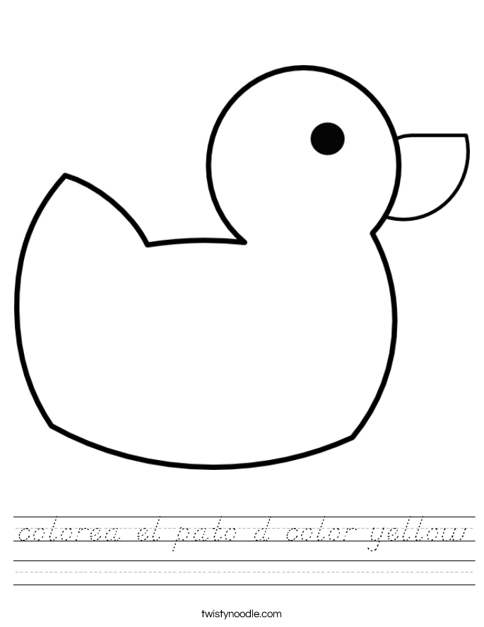 colorea el pato d color yellow Worksheet