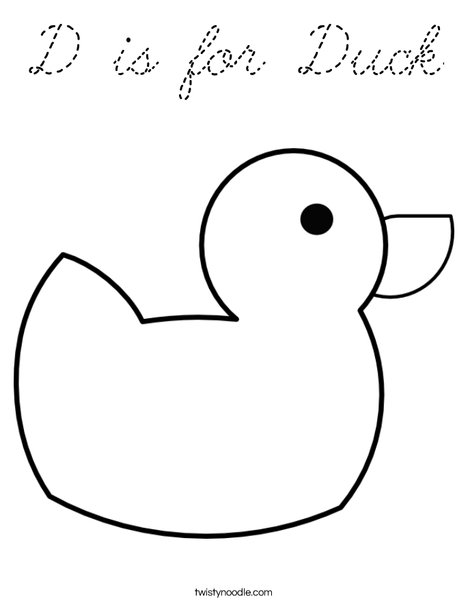 D is for Duck Coloring Page