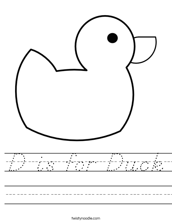 D is for Duck Worksheet - D'Nealian - Twisty Noodle
