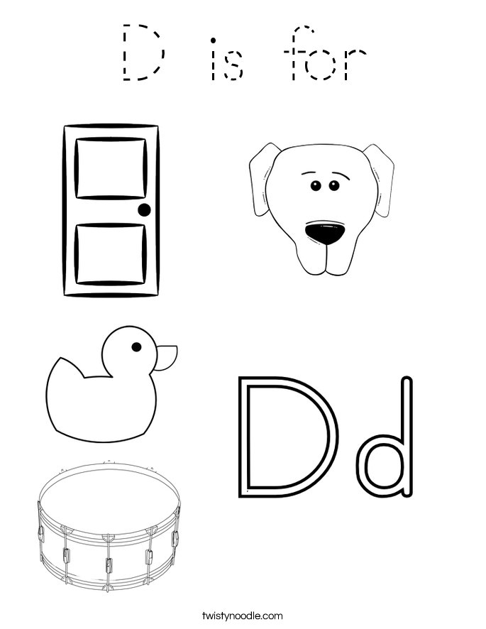 Download D is for Coloring Page - Tracing - Twisty Noodle