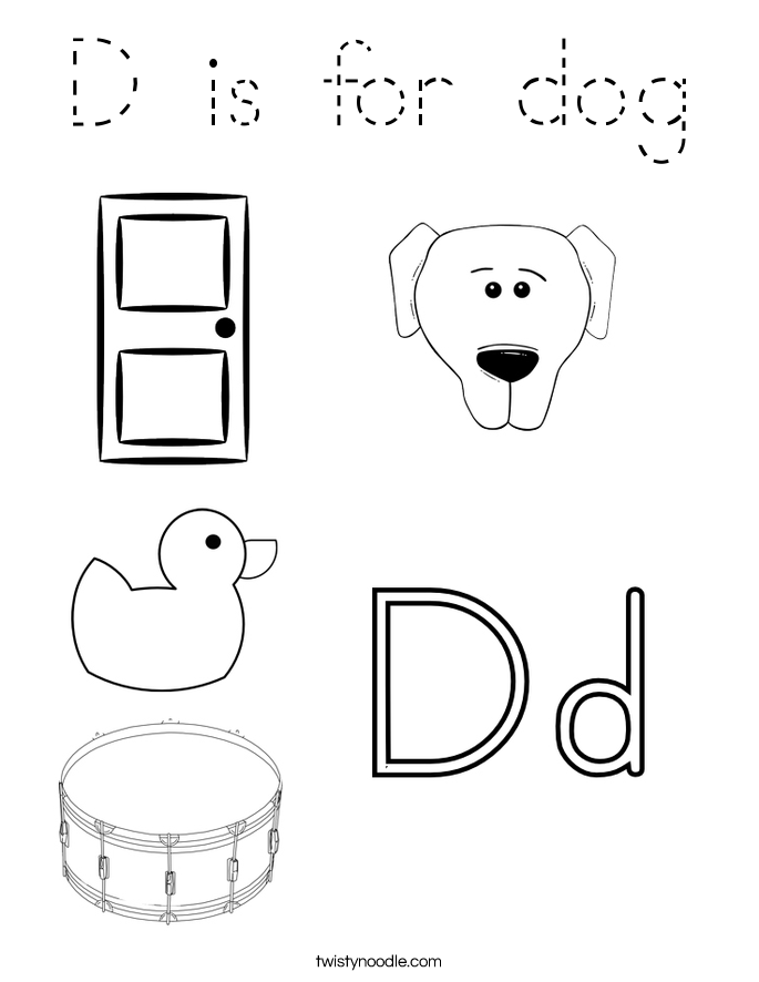 D is for dog Coloring Page