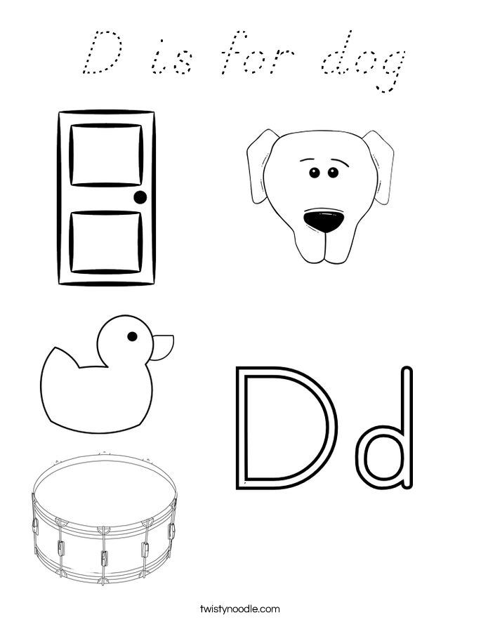 D is for dog Coloring Page