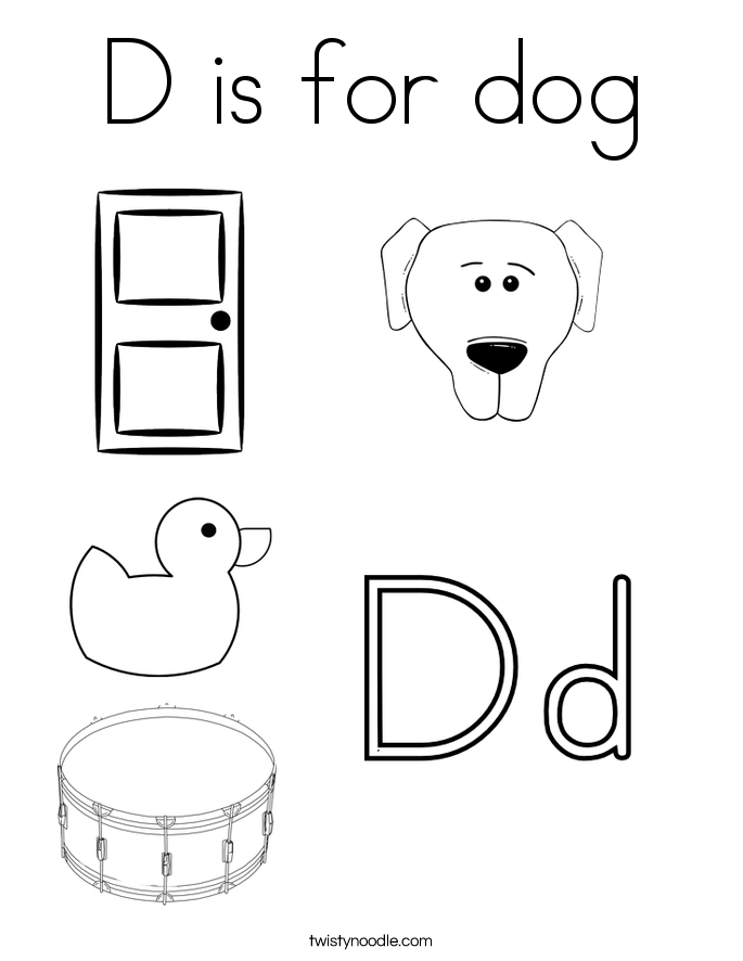 D is for dog Coloring Page