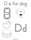 D is for dog Coloring Page