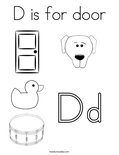 D is for doorColoring Page