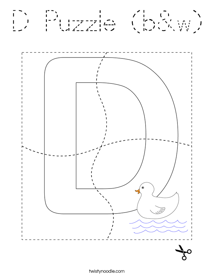 D Puzzle (b&w) Coloring Page