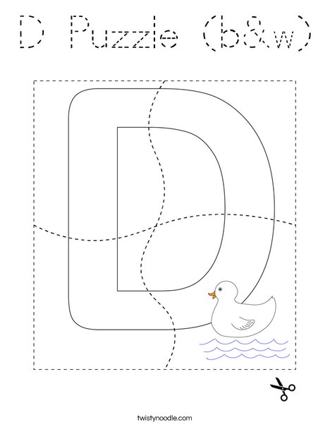 D Puzzle (b&w) Coloring Page