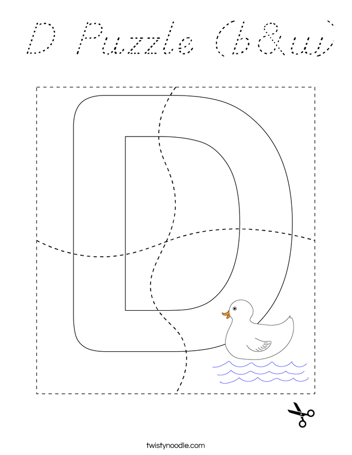 D Puzzle (b&w) Coloring Page