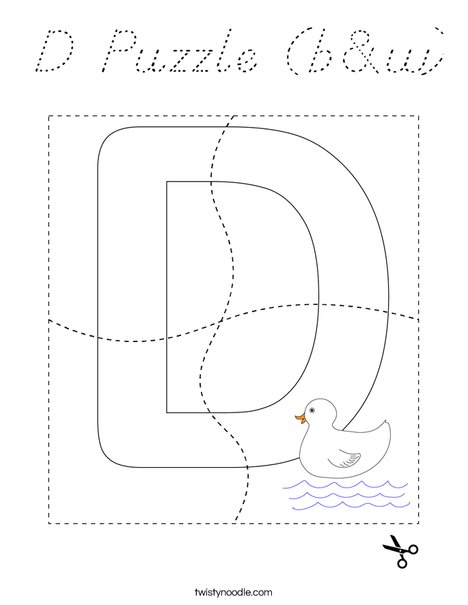 D Puzzle (b&w) Coloring Page