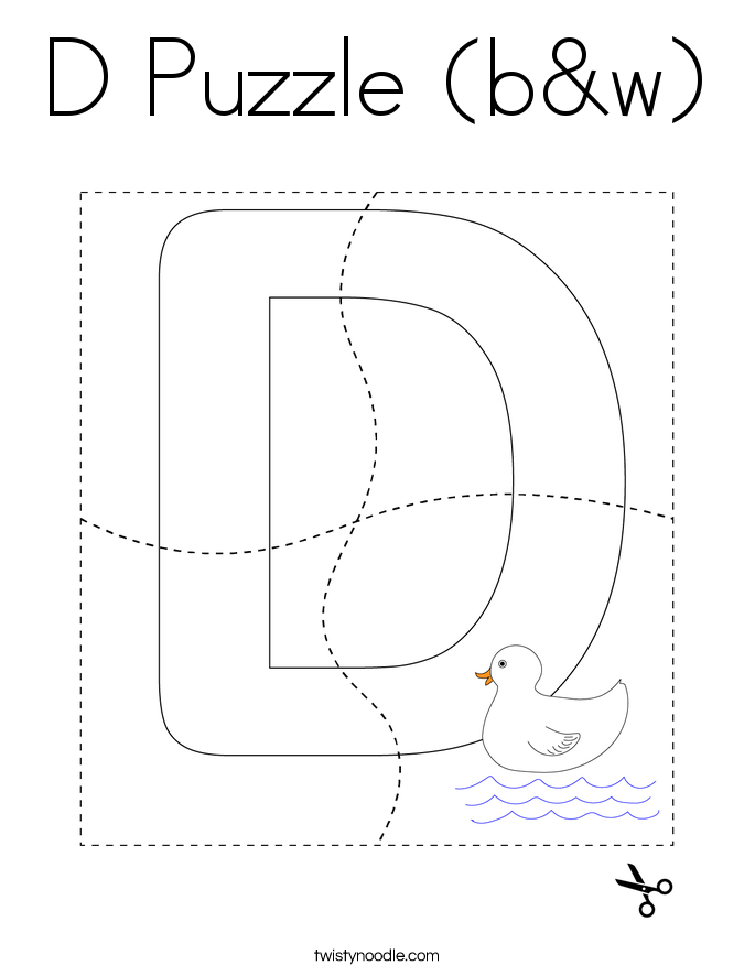 D Puzzle (b&w) Coloring Page