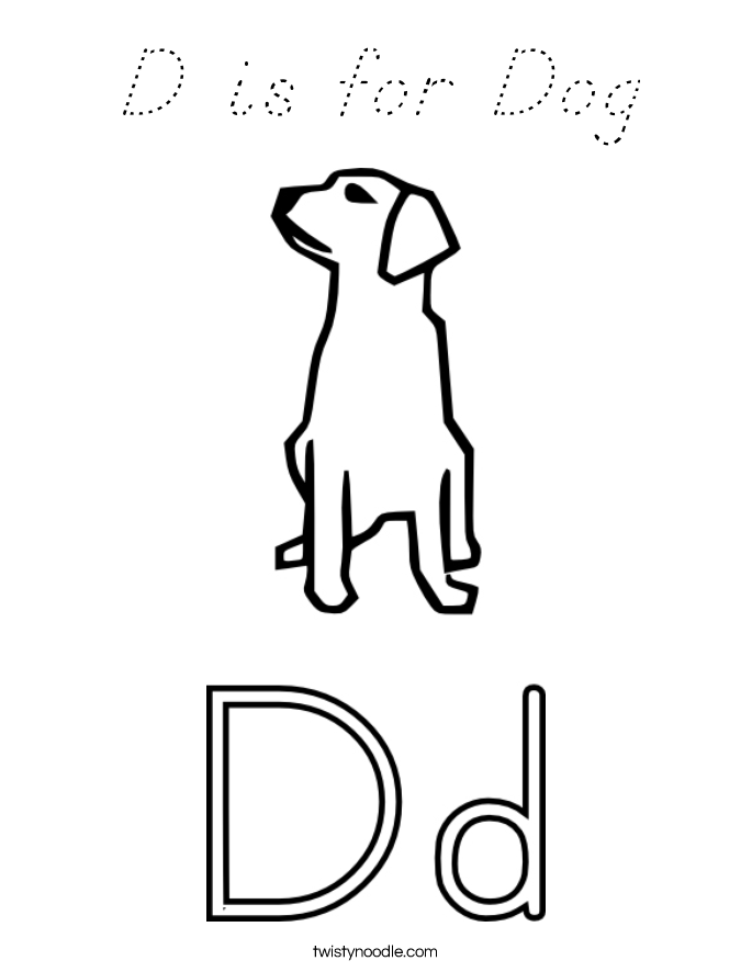 D is for Dog Coloring Page
