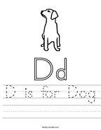 D is for Dog Handwriting Sheet