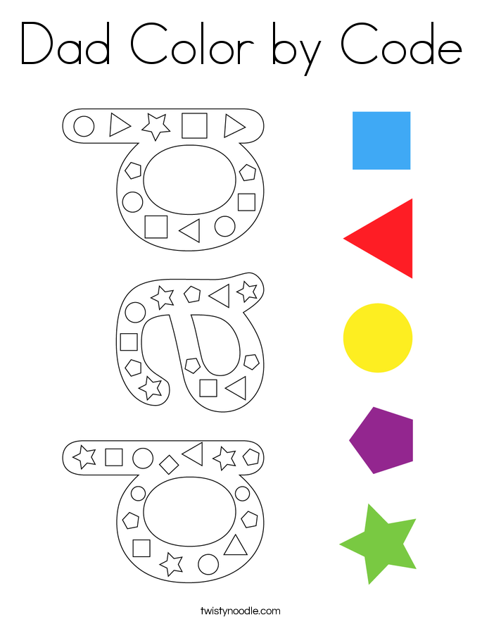 Dad Color by Code Coloring Page