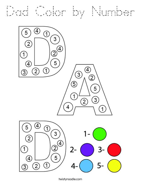 Dad Color by Number Coloring Page