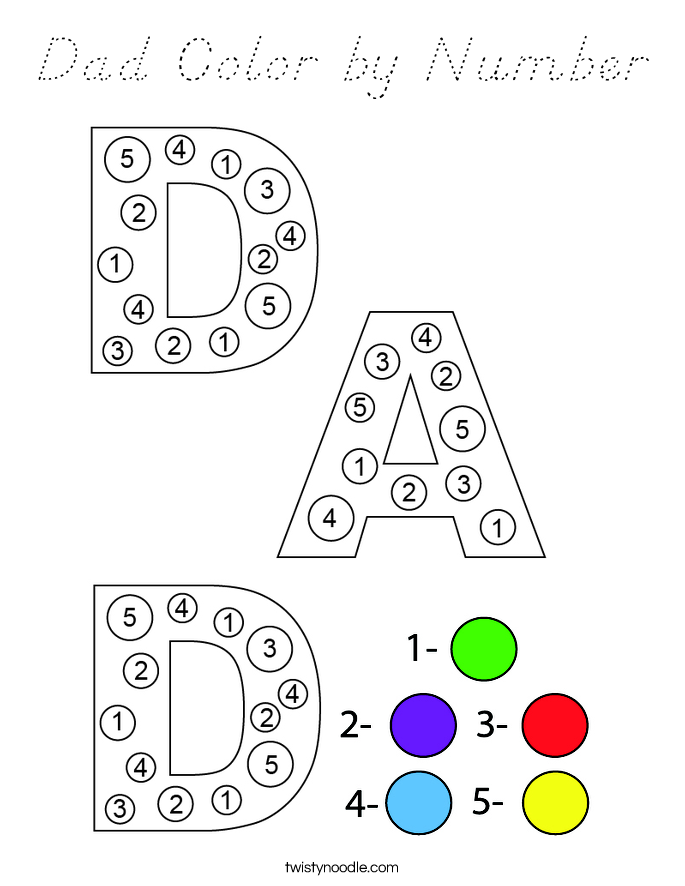 Dad Color by Number Coloring Page