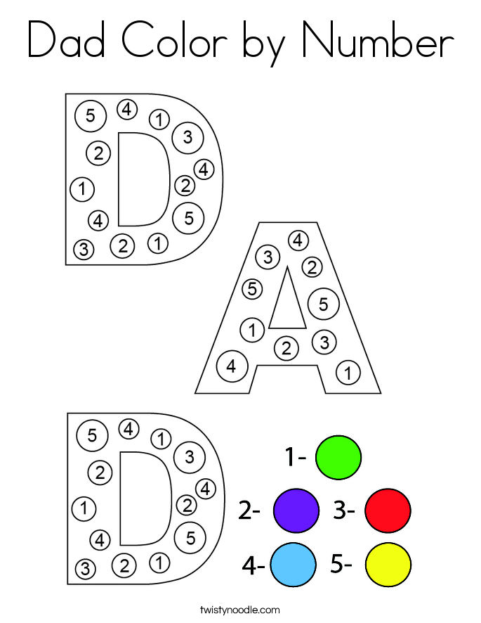 Dad Color by Number Coloring Page