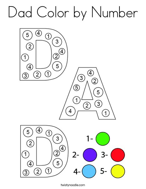 Dad Color by Number Coloring Page
