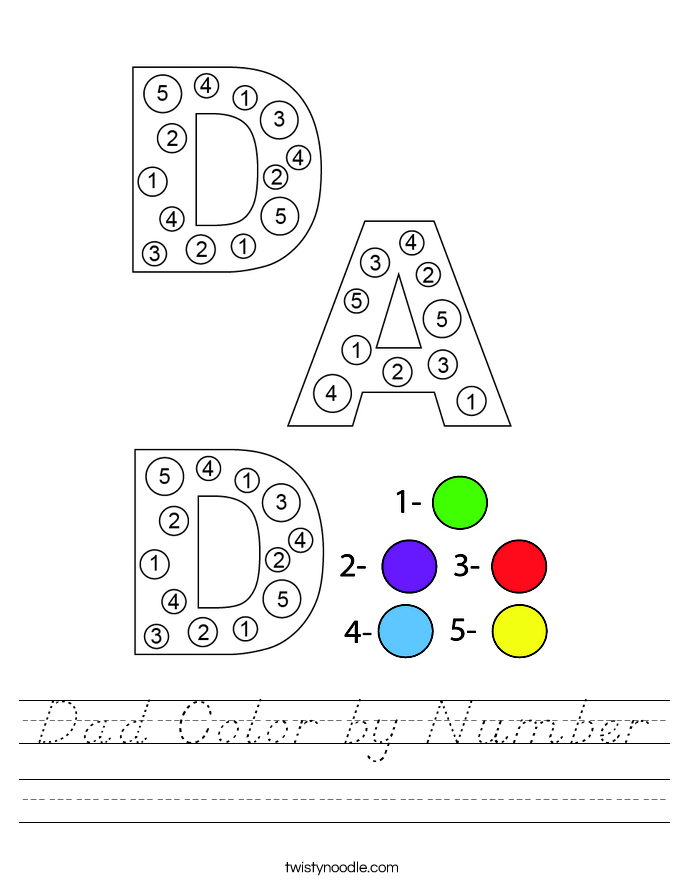Dad Color by Number Worksheet