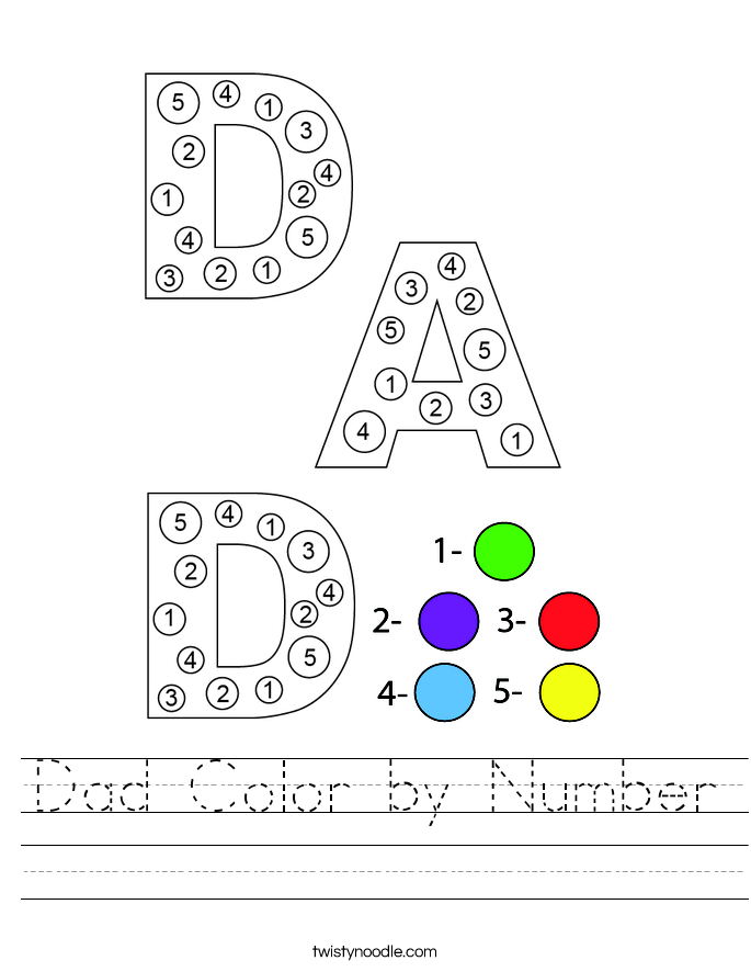 Dad Color by Number Worksheet