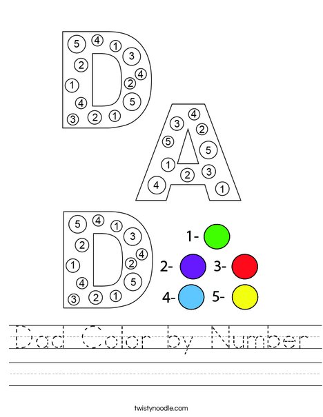 Dad Color by Number Worksheet