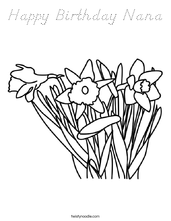 Happy Birthday Nana Coloring Page