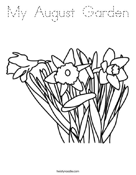 My August Garden Coloring Page - Tracing - Twisty Noodle