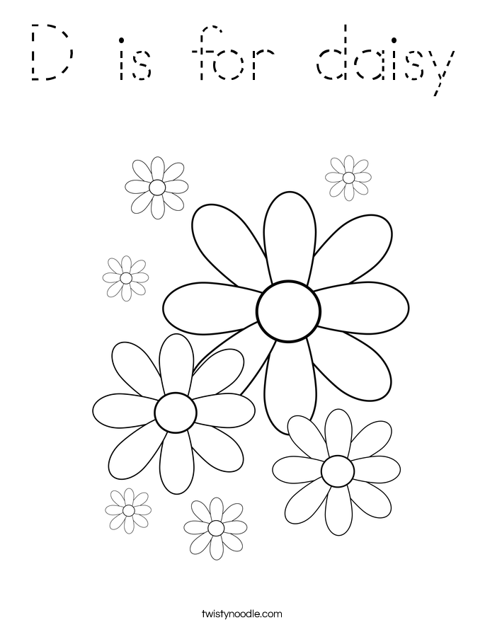 D is for daisy Coloring Page