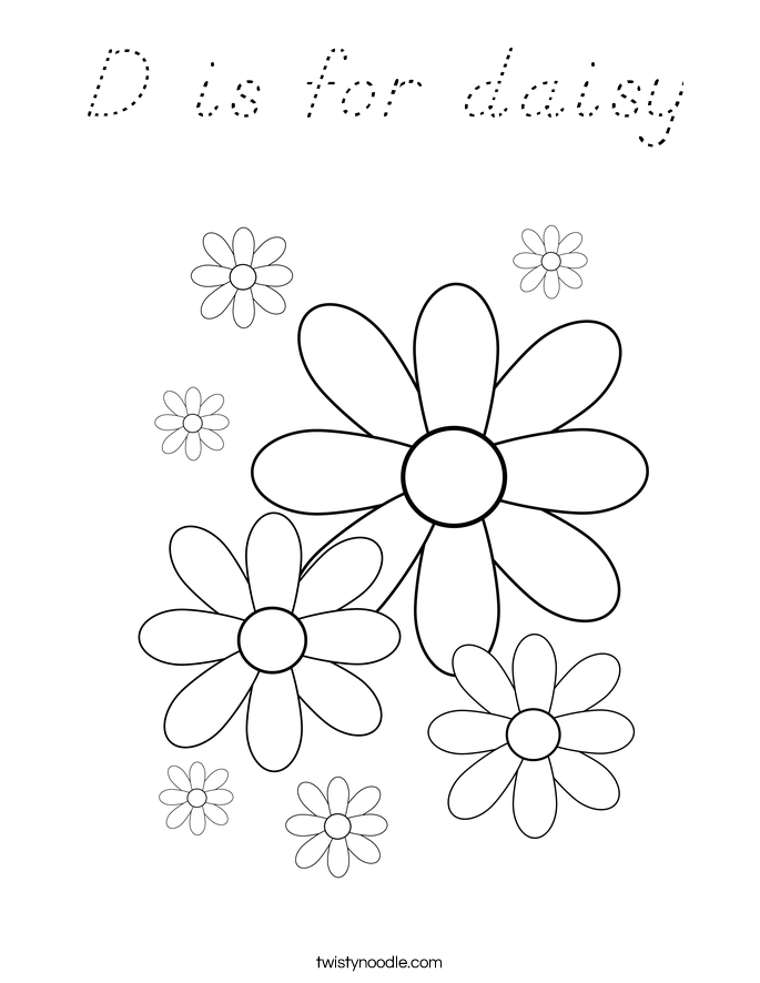 D is for daisy Coloring Page