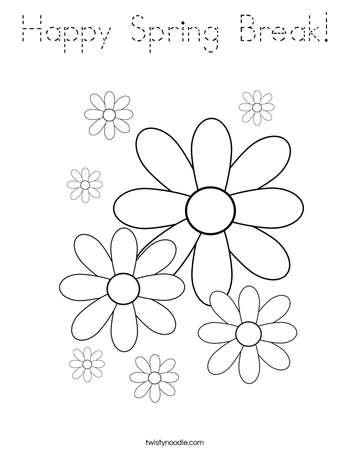 Happy Spring Break! Coloring Page