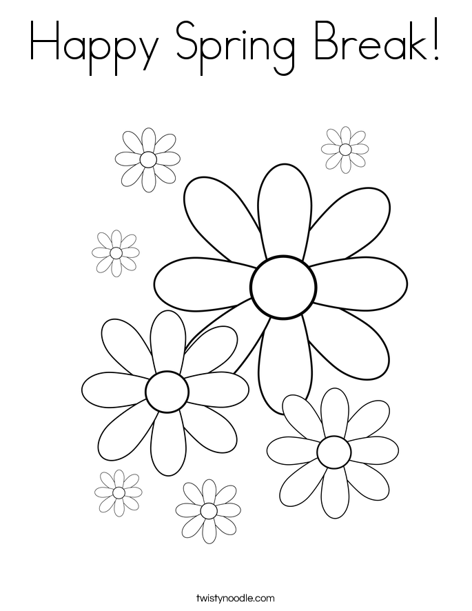 Happy Spring Break! Coloring Page