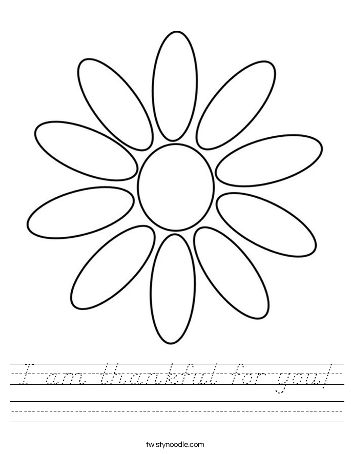 I am thankful for you! Worksheet