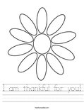I am thankful for you! Worksheet